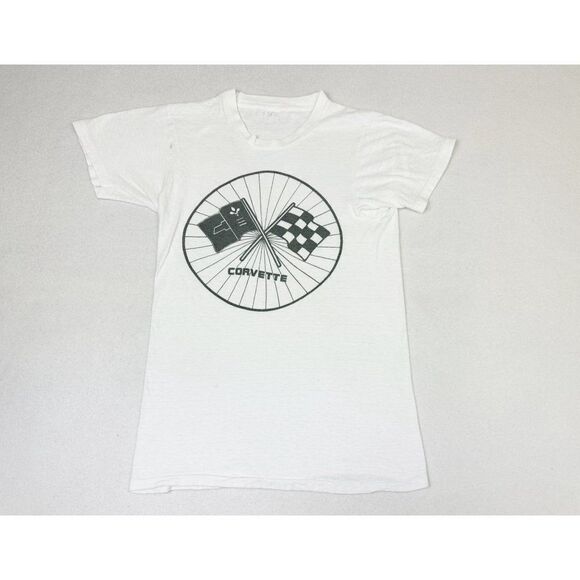 Vintage Corvette T-Shirt White Small Racing Cars Single Stitch - Picture 2 of 9
